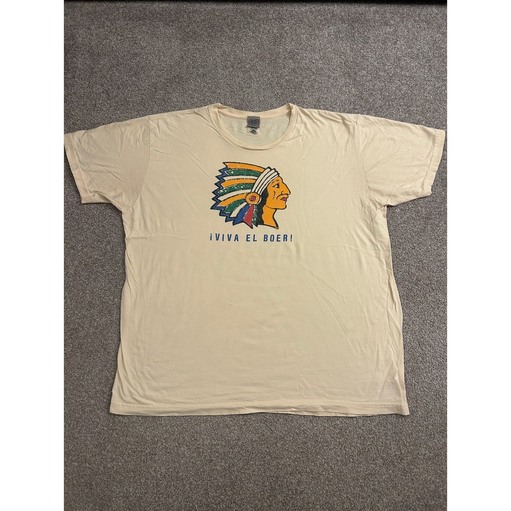 Ebbets Field Flannels T-Shirt Mens 2XL Cream Excellent Viva El Boer Graphic